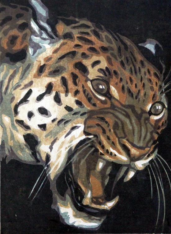 Norbertine Von Bresslern-Roth (1891-1978) Head of a leopard, 8.25 x 6in.